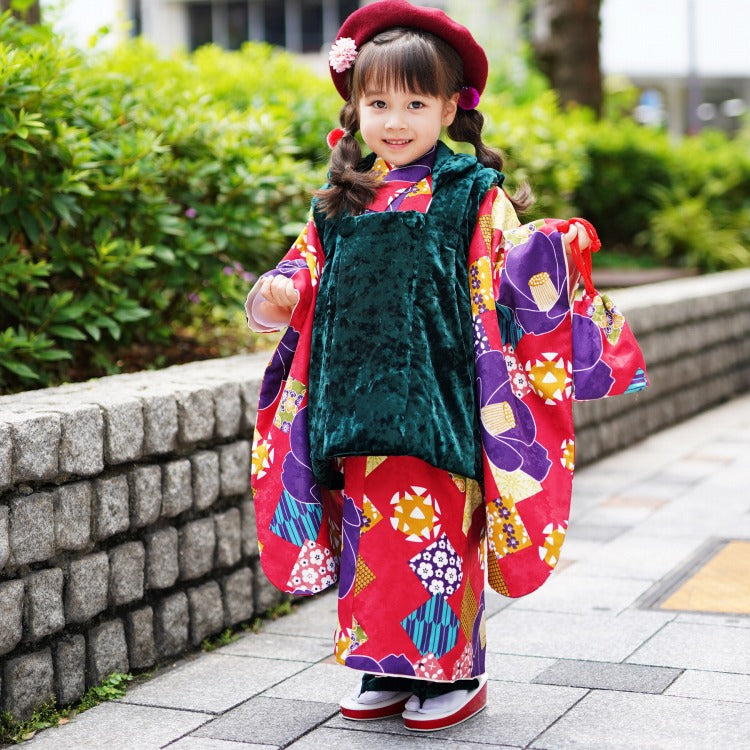 レンタル】七五三 3歳 着物 ひよこ商店 女の子 被布セット 子供