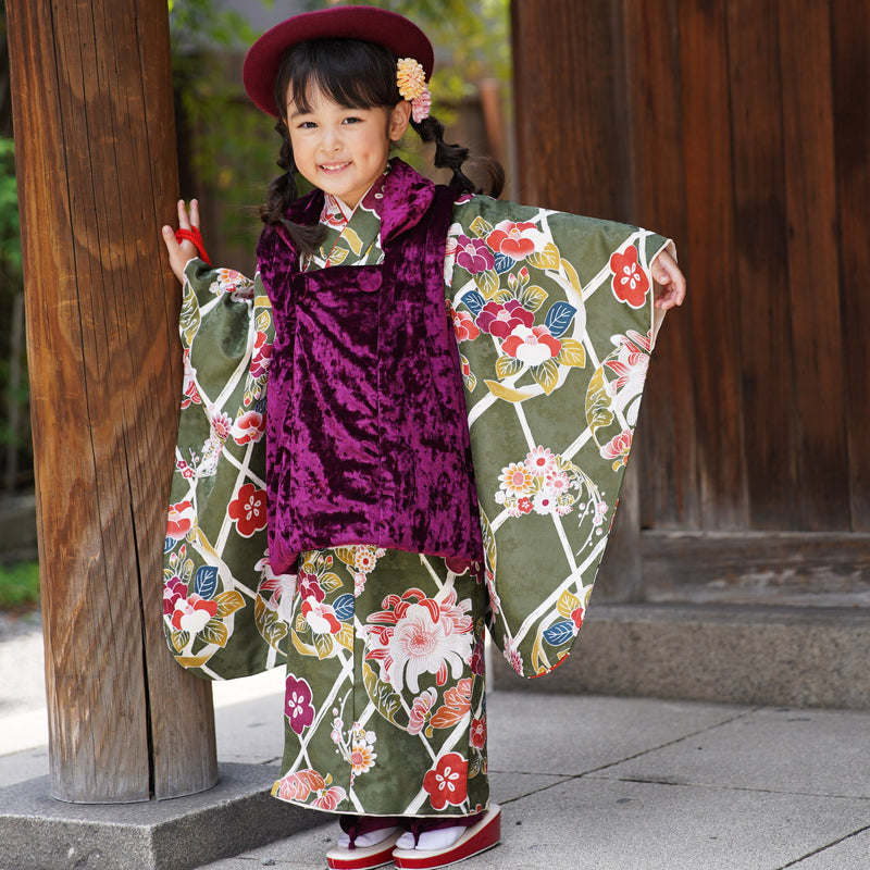 レンタル】七五三 3歳 着物 ひよこ商店 女の子 被布セット 子供 kids レンタル】七五三 3歳 着物 ひよこ商店 女の子 被布セット 子供 kids