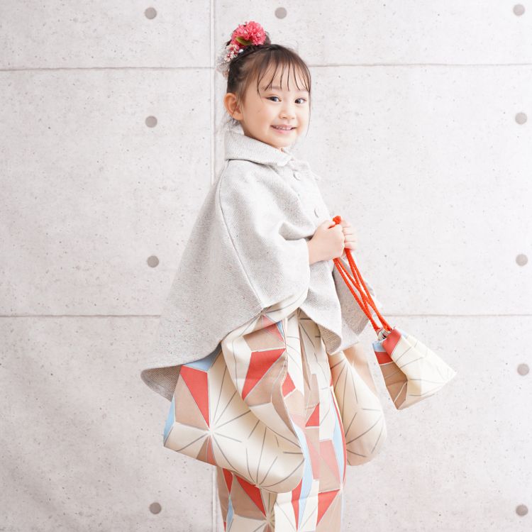 レンタル】七五三 3歳 着物 ひよこ商店 女の子 被布セット ポンチョ レンタル】七五三 3歳 着物 ひよこ商店 女の子 被布セット ポンチョ