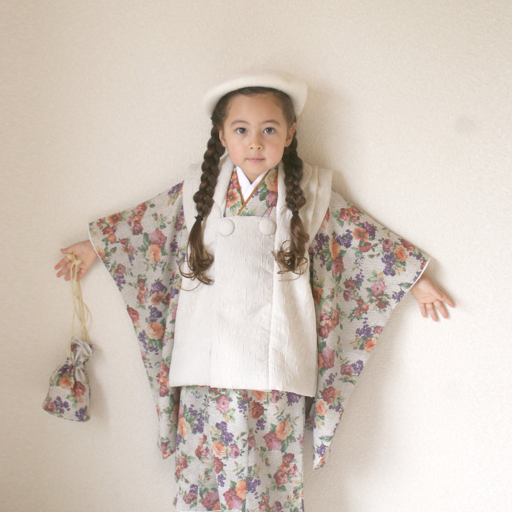 utatane 　七五三　 被布セット 　3歳 レンタル】七五三 3歳 着物 utatane 女の子 被布セット 子供 kids 三つ