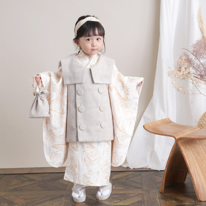 【超美品】ひよこ商店 七五三 着物 3歳 女の子 被布セット お祝い着セット レンタル】七五三 3歳 着物 ひよこ商店 女の子 被布セット 子供