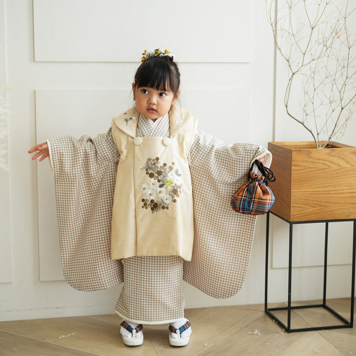 七五三　3歳女の子　着物セット　クリーニング済み 楽天市場】七五三 着物 3歳 女の子 販売 被布セット 7点 くすみ