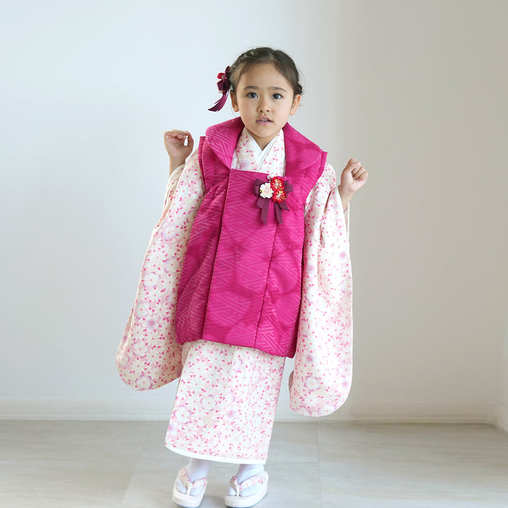 レンタル】七五三 3歳 着物 華徒然 女の子 被布セット 子供 kids 三つ