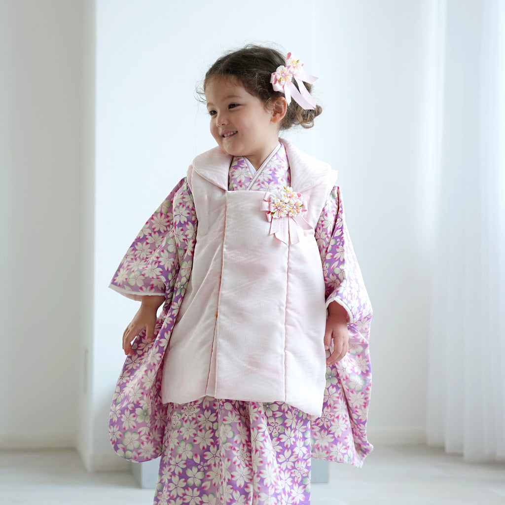 utatane 七五三 3歳　着物 レンタル】七五三 3歳 着物 華徒然 女の子 被布セット 子供 kids 三つ