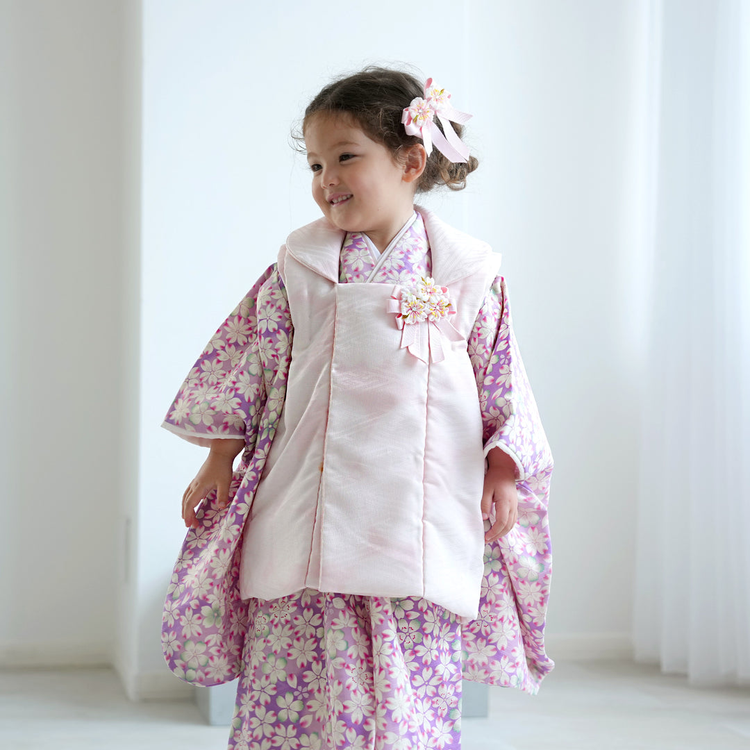 レンタル】七五三 3歳 着物 華徒然 女の子 被布セット 子供 kids 三つ