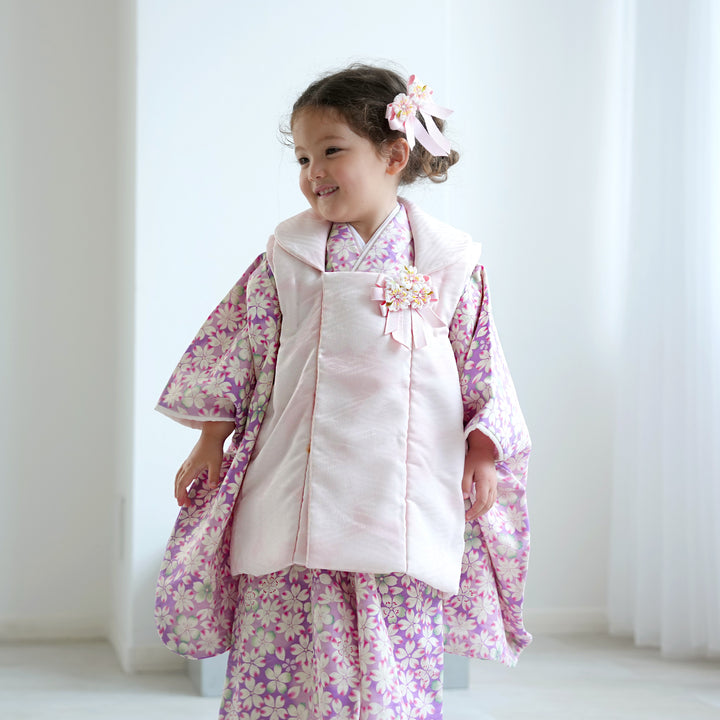 レンタル】七五三 3歳 着物 華徒然 女の子 被布セット 子供 kids 三つ