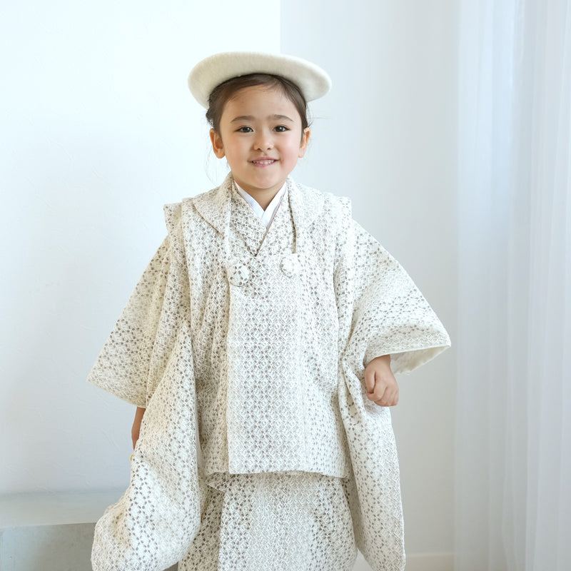 レンタル】七五三 3歳 着物 utatane 女の子 日本製レース 被布セット