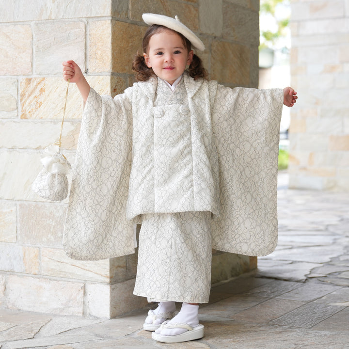 レンタル】七五三 3歳 着物 utatane 女の子 日本製レース 被布セット