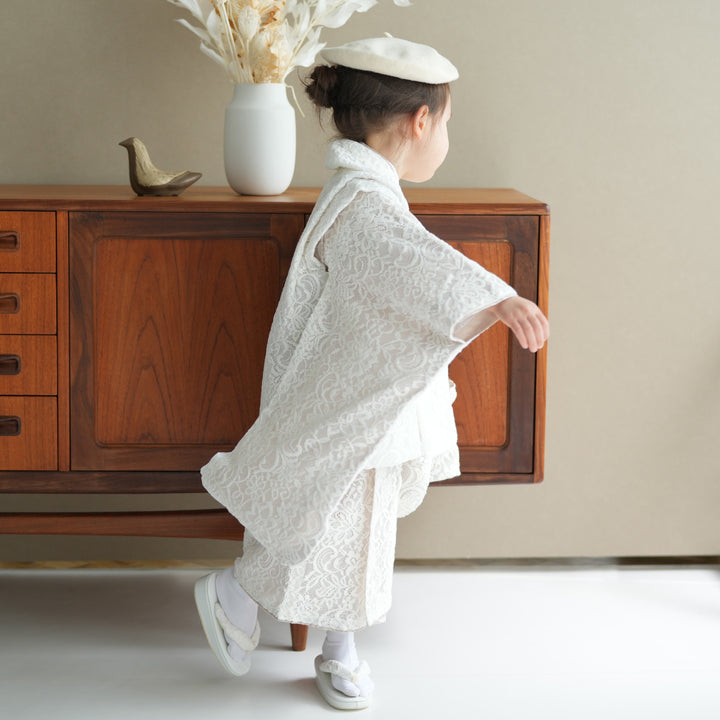 レンタル】七五三 3歳 着物 utatane 女の子 日本製レース 被布セット