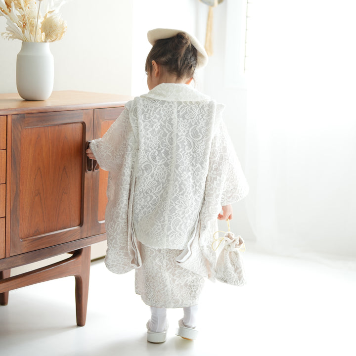 レンタル】七五三 3歳 着物 utatane 女の子 日本製レース 被布セット