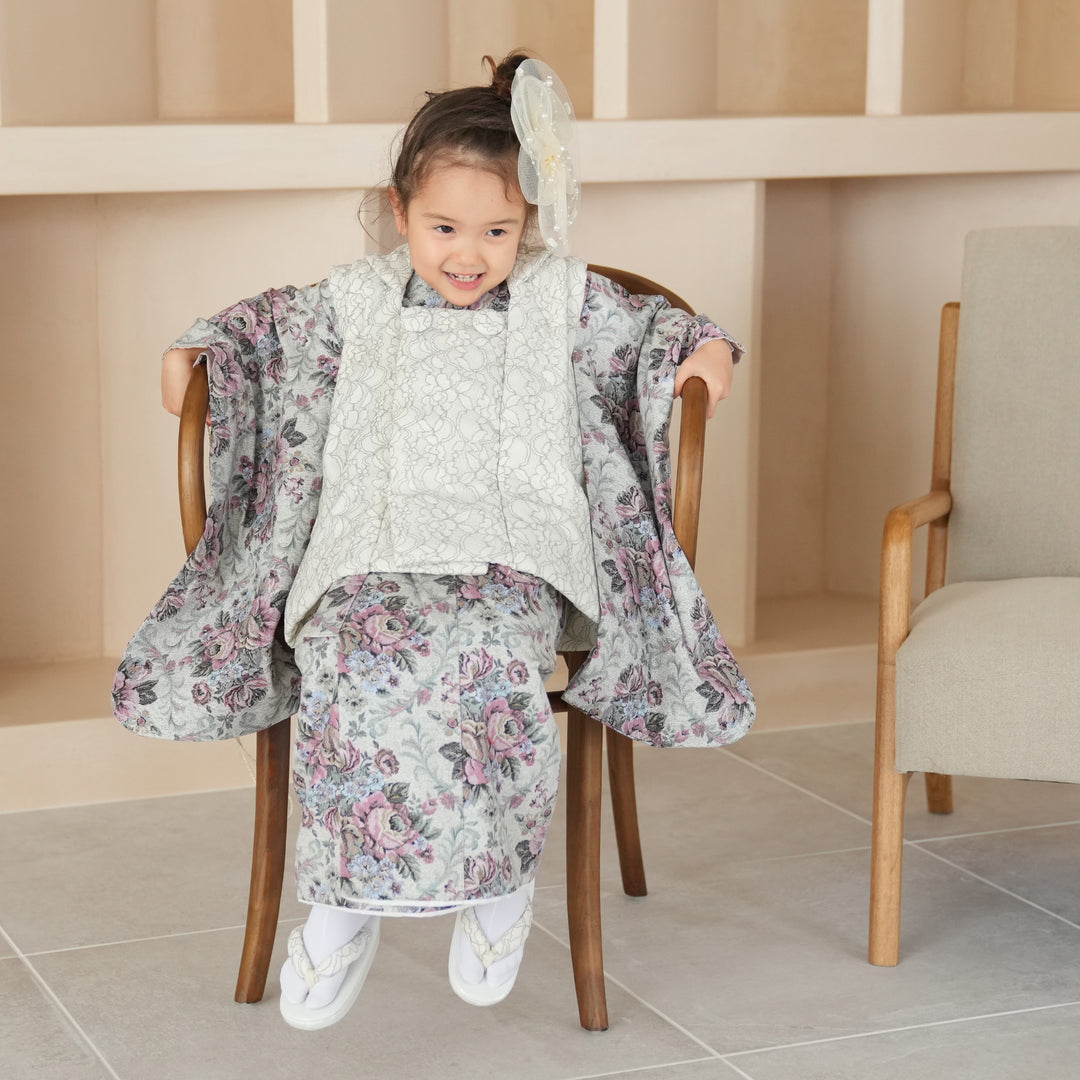 utatane 3歳 着物 七五三 被布 レンタル】七五三 3歳 着物 utatane 女の子 被布セット 子供 kids 三つ