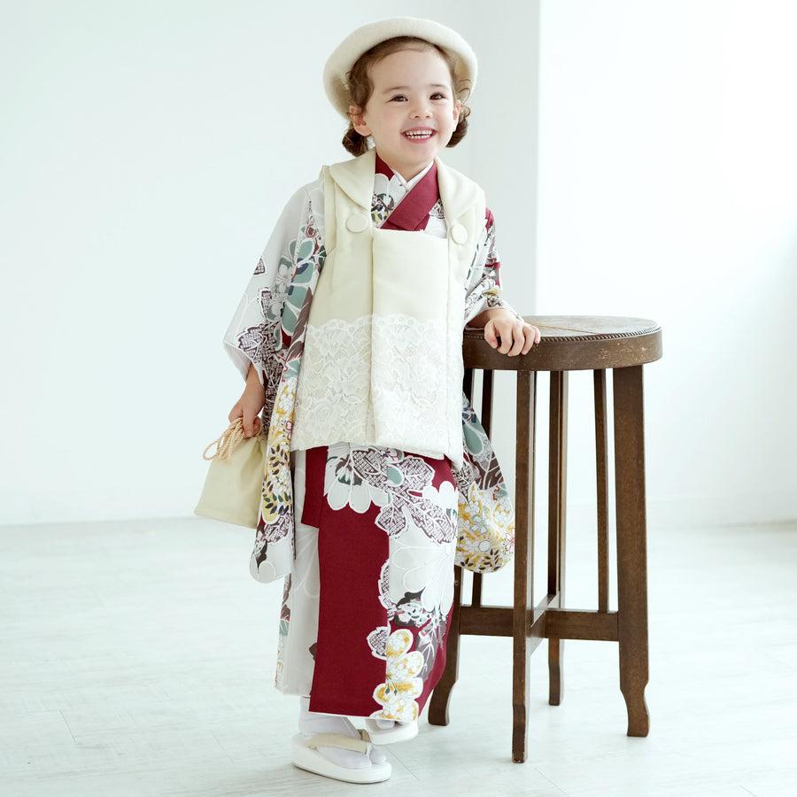 メル47657  utatane 三歳用被布コートセット 日本製レース utatane 着物 七五三3歳用被布コートセット 男の子 ジャガード