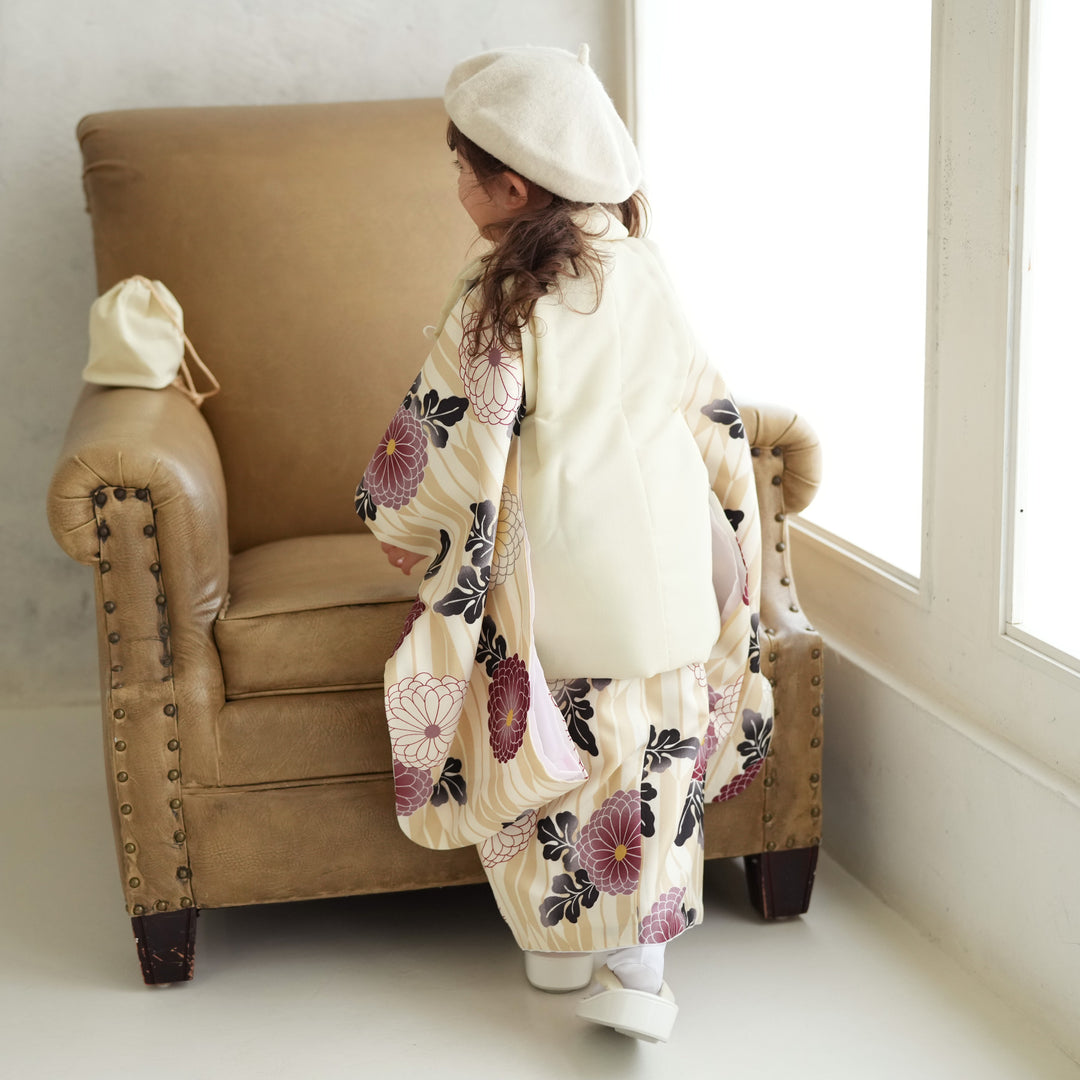 ニコアンティーク 七五三 女の子 被布セット レンタル】七五三 3歳 着物 ニコアンティーク 女の子 被布セット