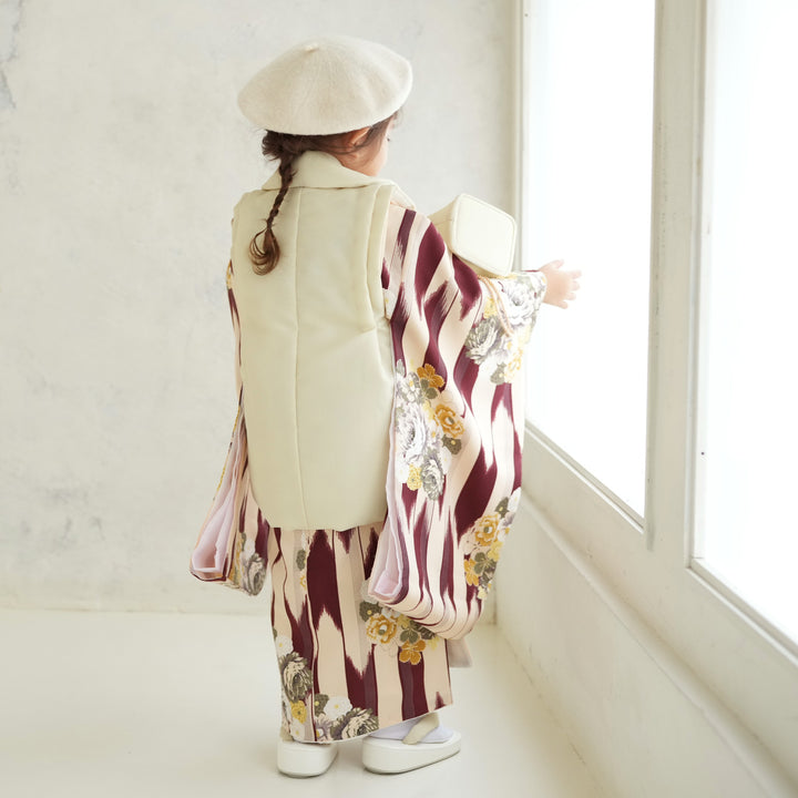 レンタル】七五三 3歳 着物 ニコアンティーク 女の子 被布セット