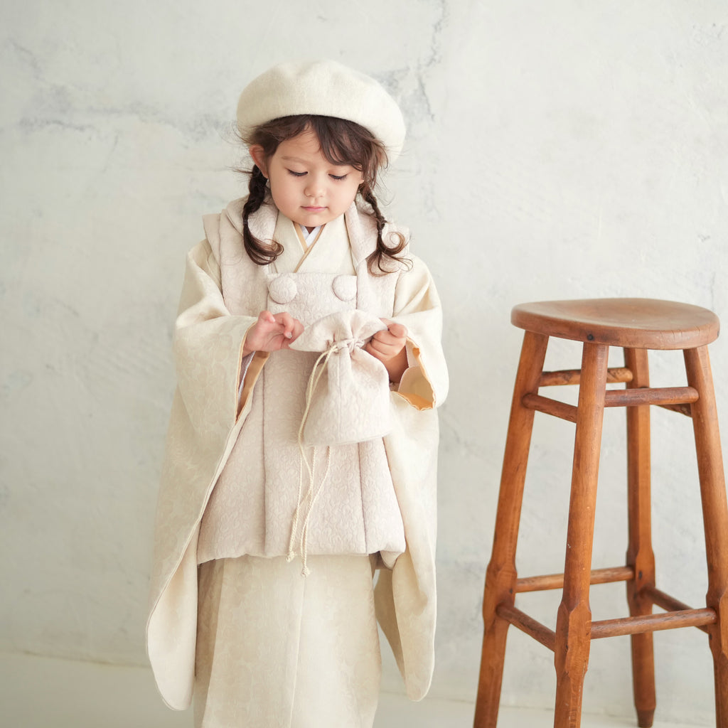 【おまけつき】utatane 七五三　3歳　女の子　被布　フルセット レンタル】七五三 3歳 着物 utatane 女の子 被布セット 子供 kids 三つ