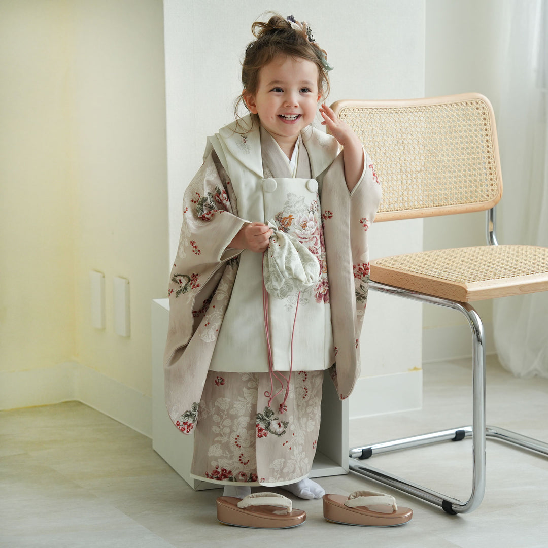 レンタル】七五三着物 3歳女の子 被布セット JILL STUART 花アイボリー