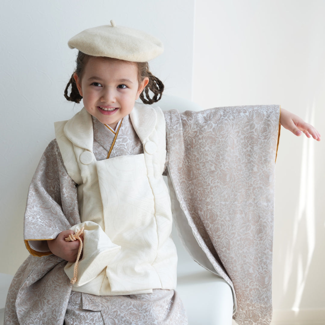 レンタル】七五三着物 3歳女の子 被布セット コットンジャガード