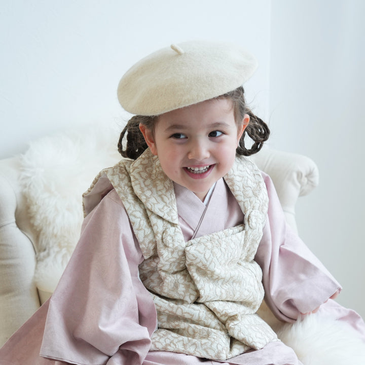 七五三着物 3歳 女の子 被布セット】販売品 ブラウン×ニュアンスピンク