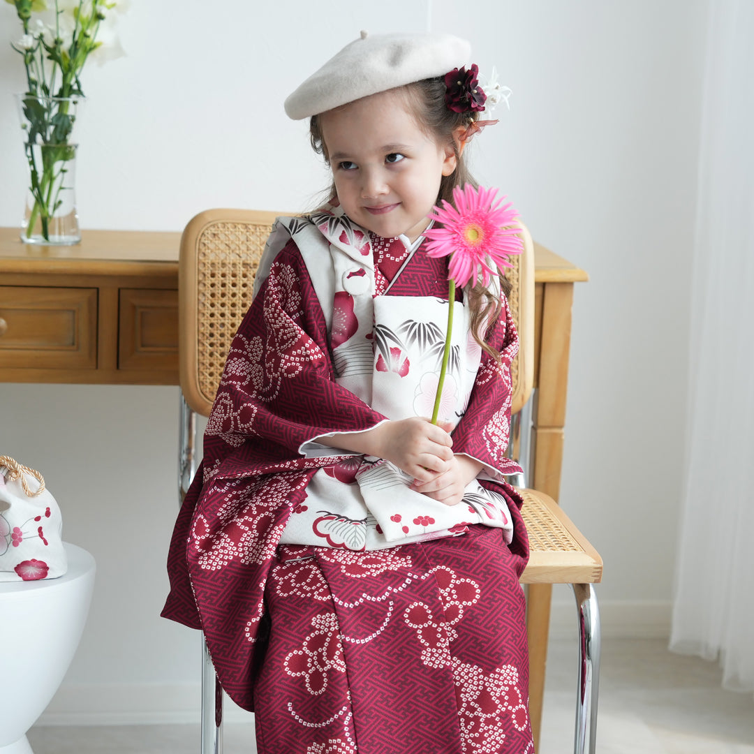 七五三 3歳女の子 着物セット 可愛いピンク 華やか桜 梅 新品