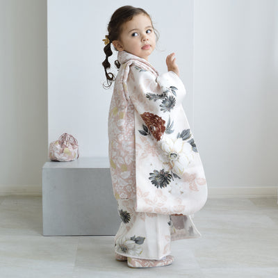 【レンタル】七五三着物 3歳女の子 被布セット JILLSTUART / ジル・スチュアート パンジーとクチナシ・ピンク （1403625900）