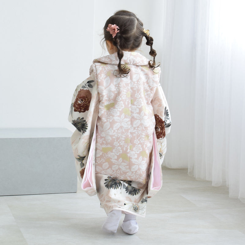【レンタル】七五三着物 3歳女の子 被布セット JILLSTUART / ジル・スチュアート パンジーとクチナシ・ピンク （1403625900）