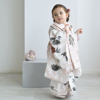 【レンタル】七五三着物 3歳女の子 被布セット JILLSTUART / ジル・スチュアート パンジーとクチナシ・ピンク （1403625900）
