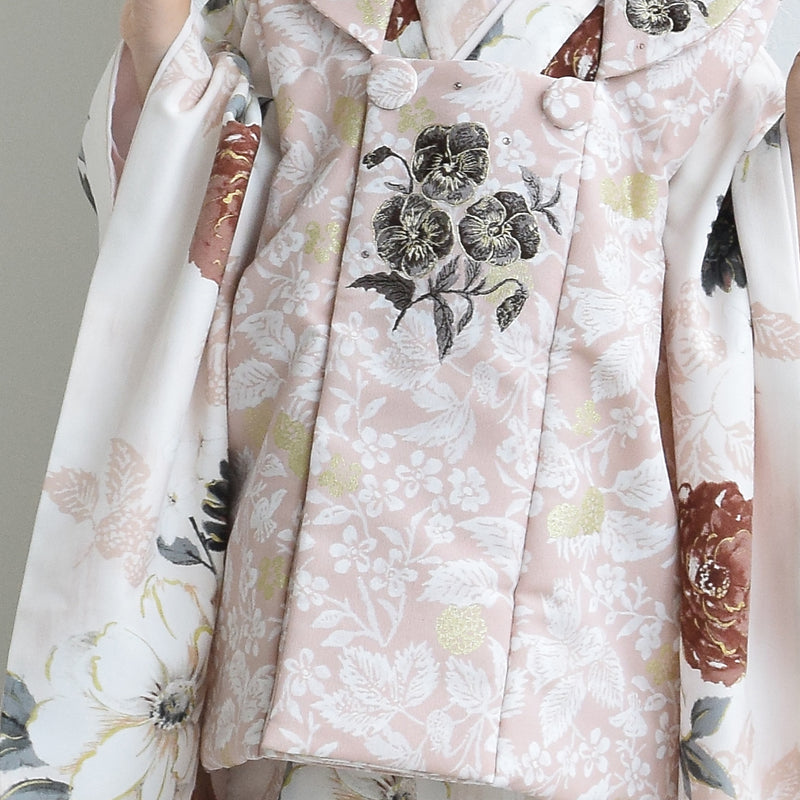 【レンタル】七五三着物 3歳女の子 被布セット JILLSTUART / ジル・スチュアート パンジーとクチナシ・ピンク （1403625900）