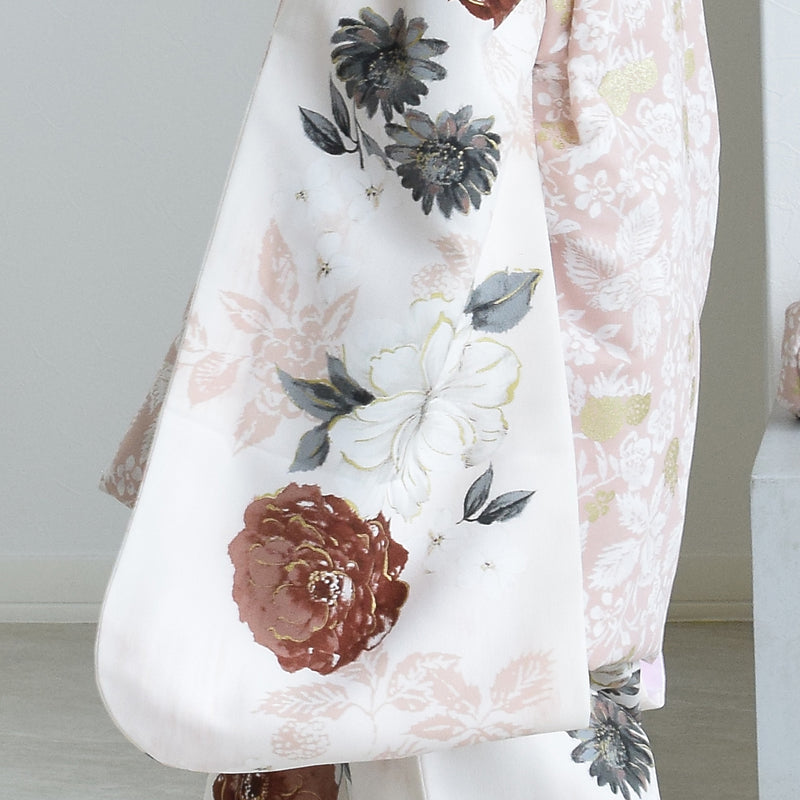 【レンタル】七五三着物 3歳女の子 被布セット JILLSTUART / ジル・スチュアート パンジーとクチナシ・ピンク （1403625900）