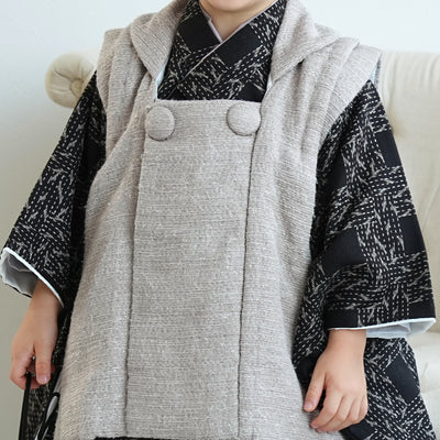 【レンタル】七五三 3歳 着物 utatane 男の子 被布セット 子供 kids 三つ身 お祝い着 往復送料無料 （1405600300）