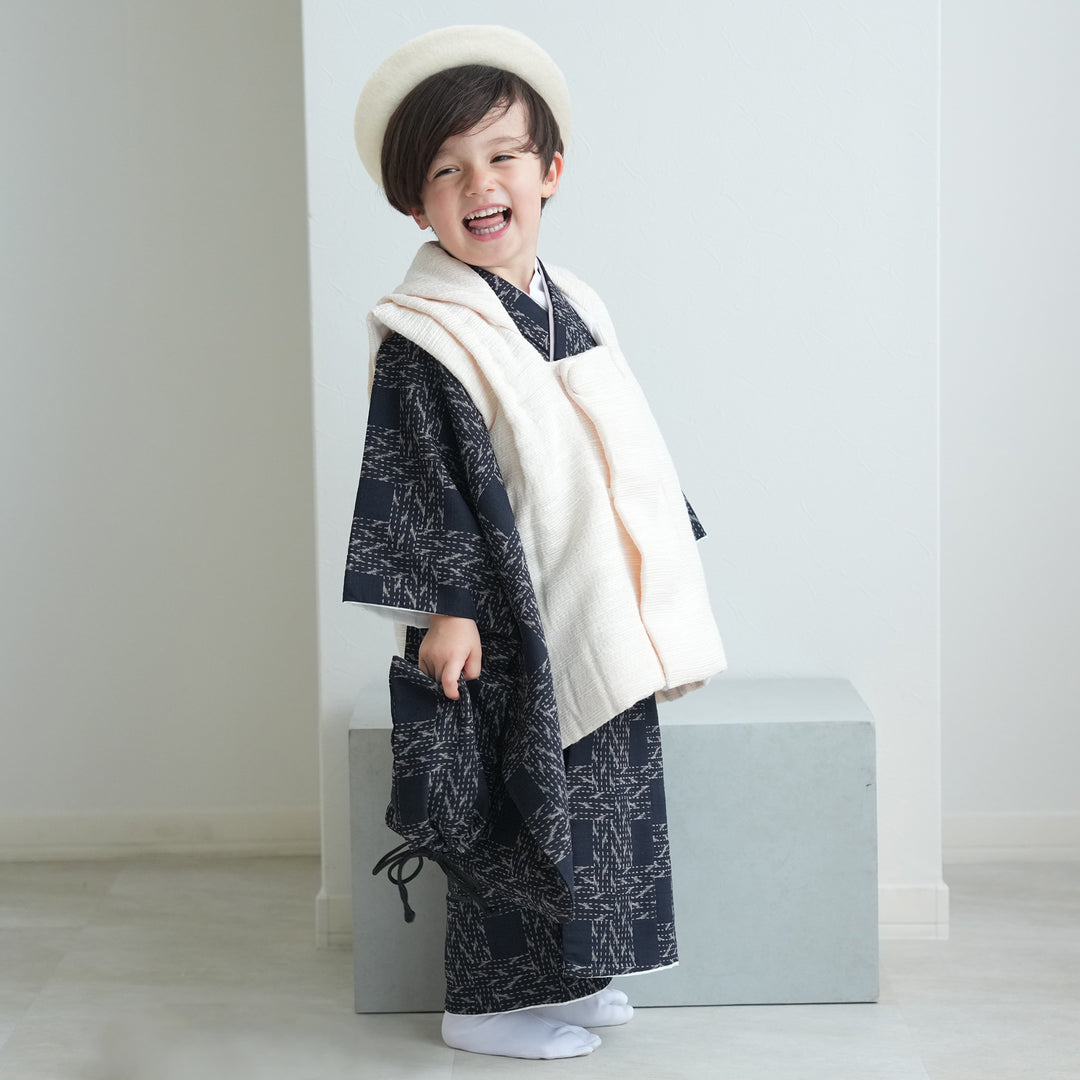 レンタル】七五三 3歳 着物 utatane 男の子 被布セット 子供 kids 三つ