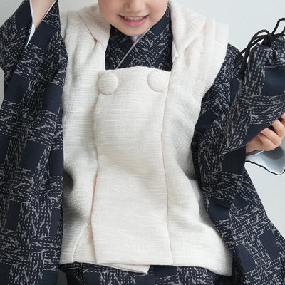 【レンタル】七五三 3歳 着物 utatane 男の子 被布セット 子供 kids 三つ身 お祝い着 往復送料無料 （1405600400）