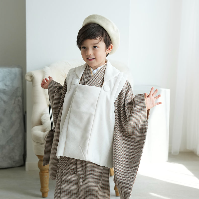 【レンタル】七五三 3歳 着物 utatane 男の子 被布セット 子供 kids 三つ身 お祝い着 往復送料無料 （1405601500）