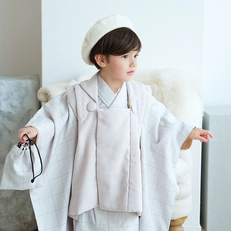 【レンタル】七五三 3歳 着物 utatane 男の子 被布セット 子供 kids 三つ身 お祝い着 往復送料無料 （1405601800）