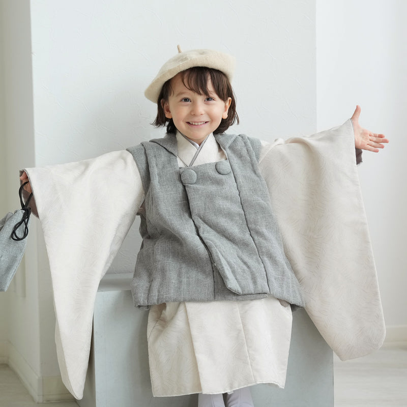 レンタル】七五三 3歳 着物 かぷり 男の子 被布セット 子供 kids 三つ