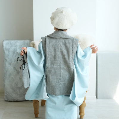 【レンタル】七五三 3歳 着物 かぷり 男の子 被布セット 子供 kids 三つ身 お祝い着 往復送料無料 （1405603800）