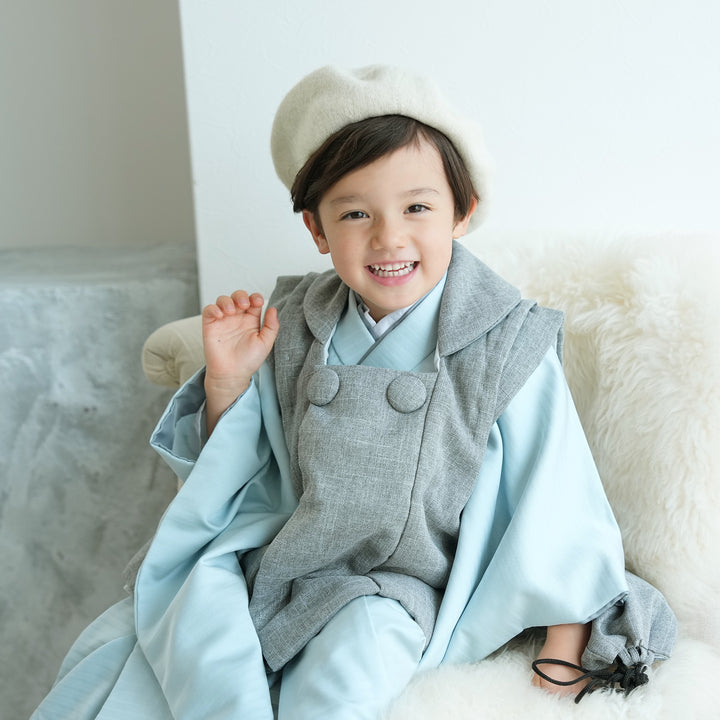 レンタル】七五三 3歳 着物 かぷり 男の子 被布セット 子供 kids