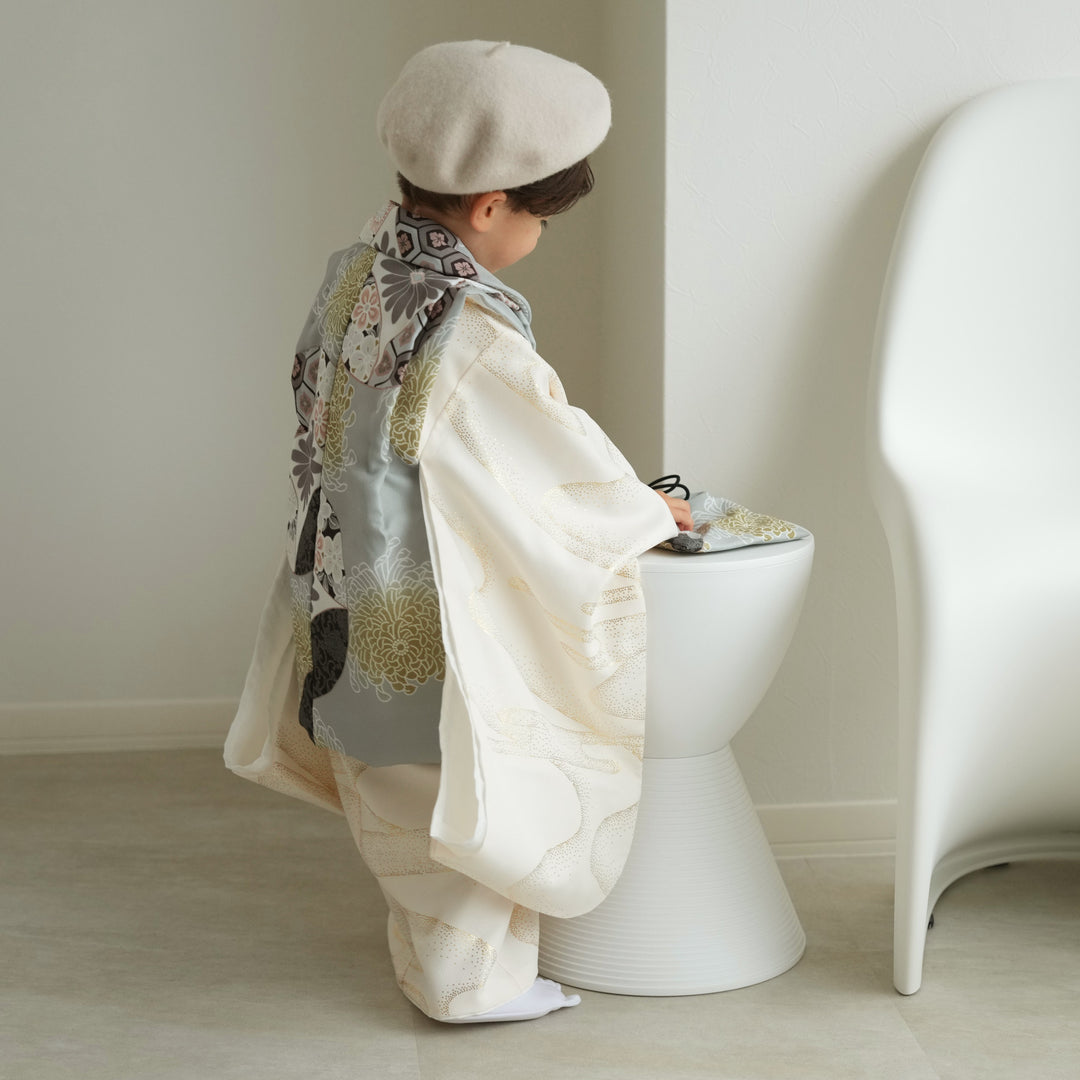 七五三着物 3歳 男の子 被布セット】販売品 ミント七宝×クリーム