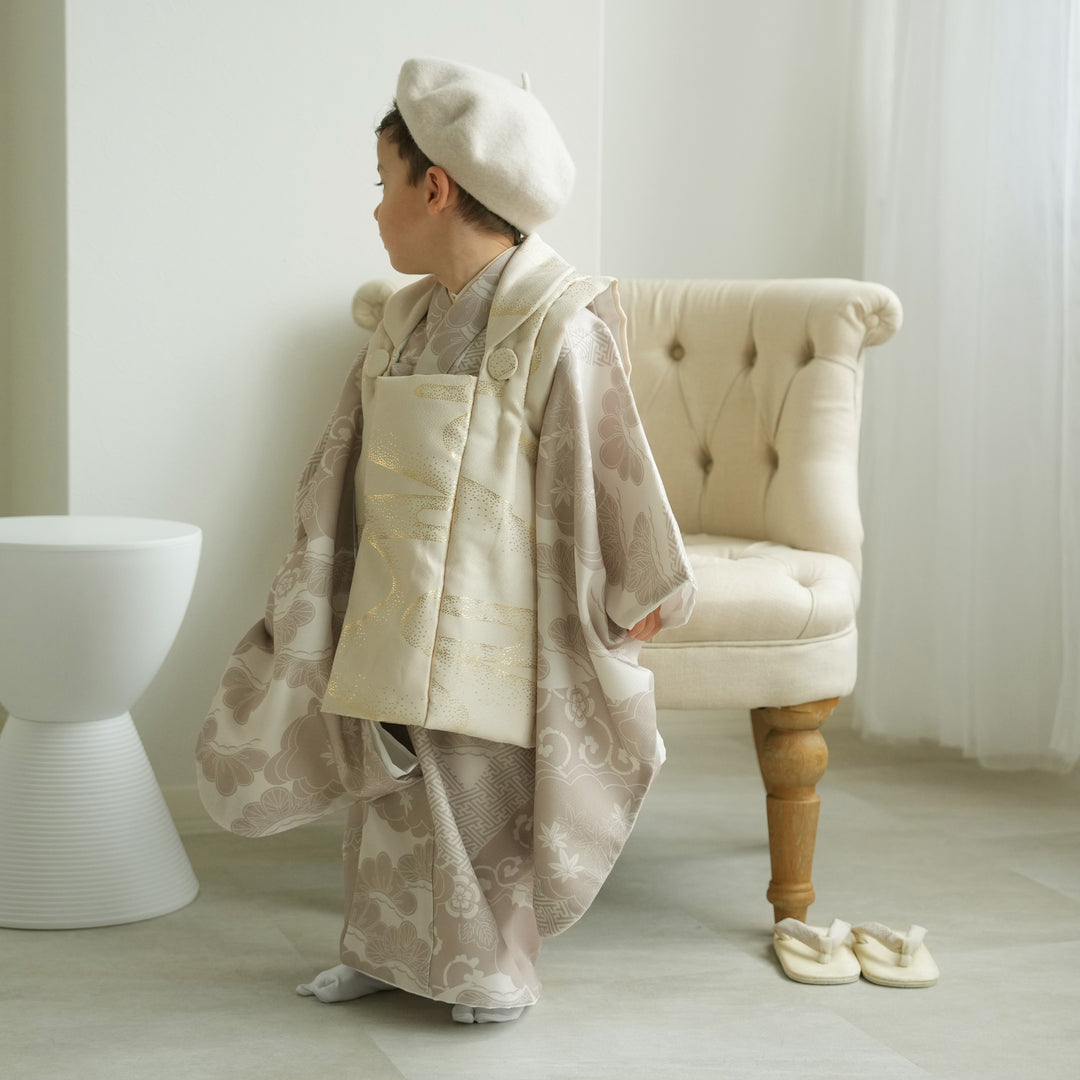 【8/16-17限定】 utatane 七五三 ひよこ商店 被布着物　3歳男児 utatane 着物 七五三3歳用被布コートセット 男の子 ひよこ商店