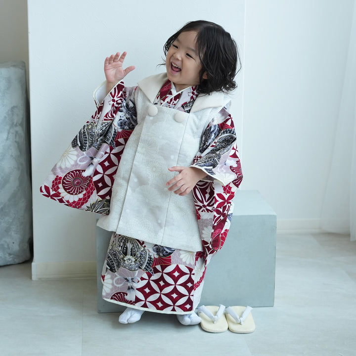 レンタル】七五三着物 3歳男の子 被布セット JAPAN STYLE 兜矢羽根