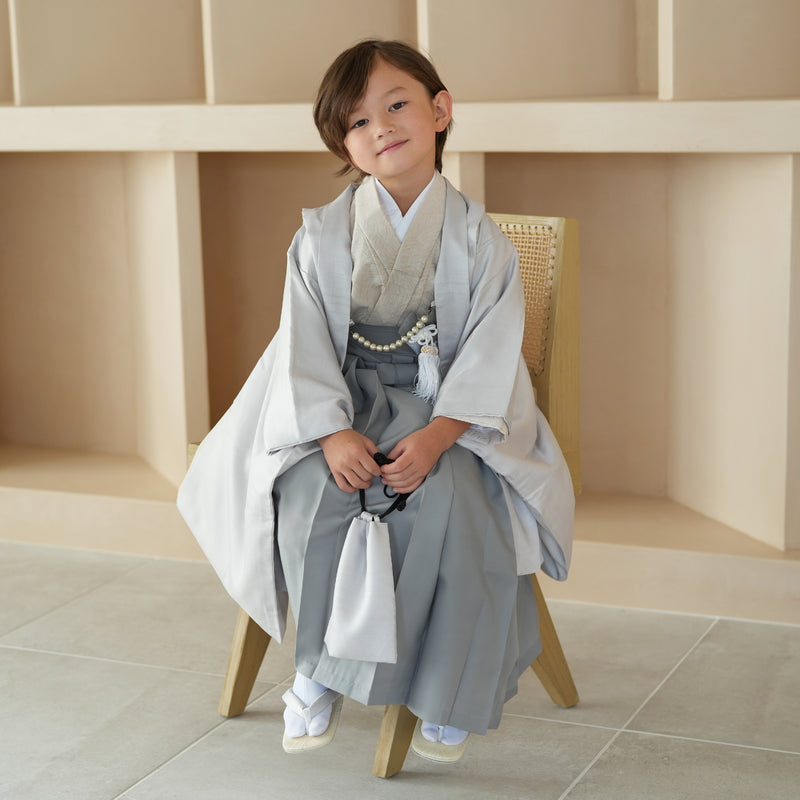 七五三男児 羽織袴セット3歳 4歳 5歳白中古 u-179 - キッズ服(100cm~)