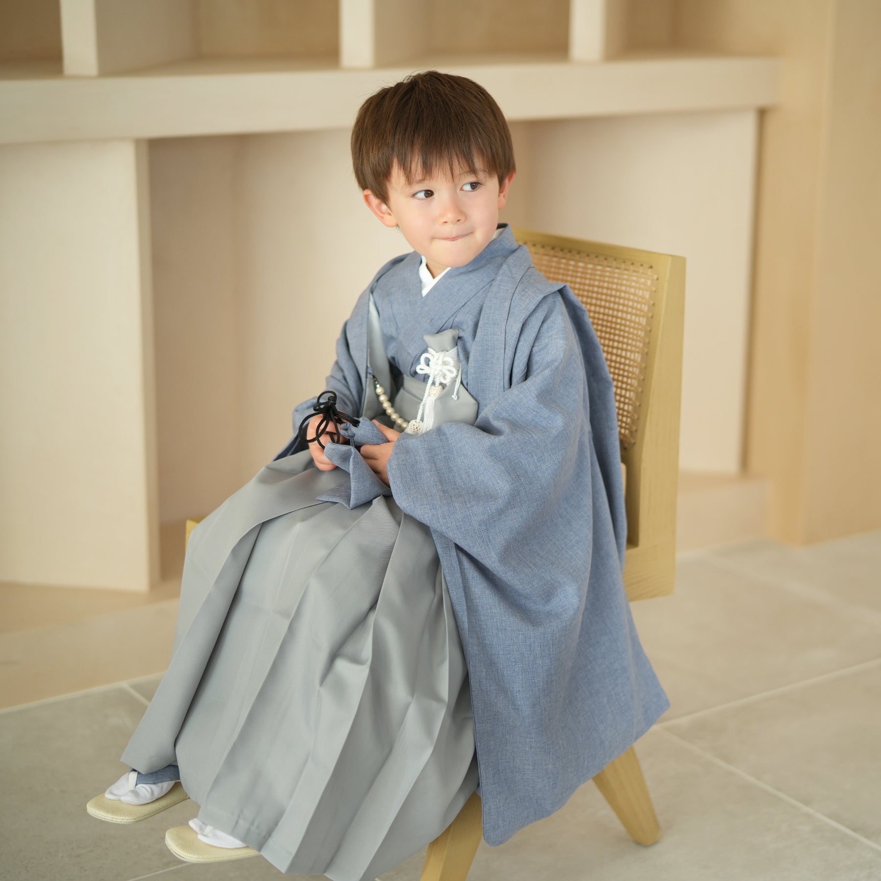 新品【グレー】utatane かぷり 七五三 5歳 袴 男の子-