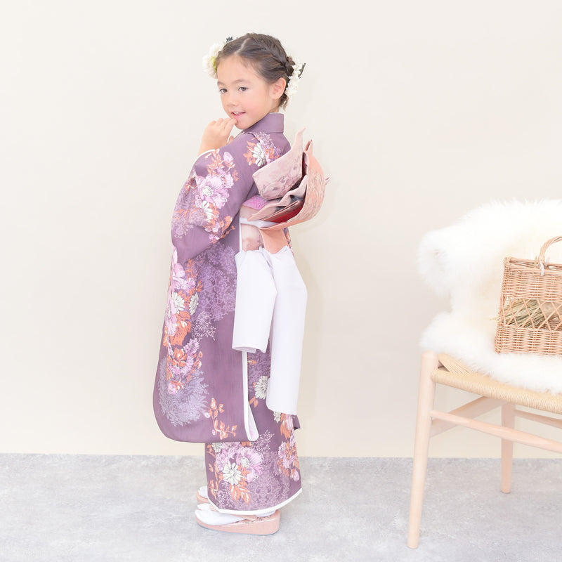 【レンタル】七五三 7歳 女の子 JILLSTUART ジルスチュアート 着物 日本製 作り帯 子供 kids 四つ身 お祝い着 往復送料無料 （1409600600）