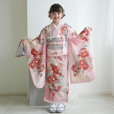 【レンタル】七五三 7歳 女の子 JILLSTUART ジルスチュアート 着物 日本製 作り帯 子供 kids 四つ身 お祝い着 往復送料無料 （1409600700）