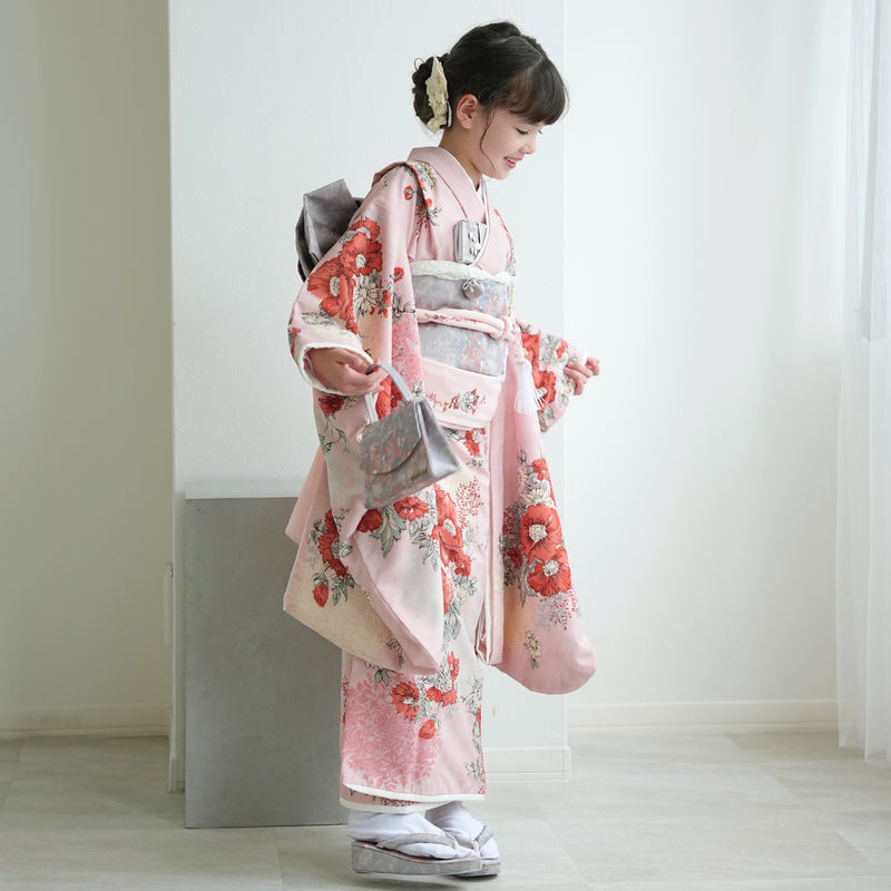 【レンタル】七五三 7歳 女の子 JILLSTUART ジルスチュアート 着物 日本製 作り帯 子供 kids 四つ身 お祝い着 往復送料無料 （1409600700）