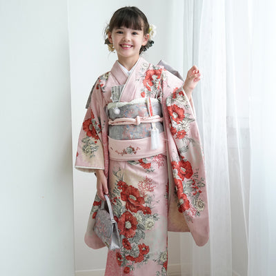 【レンタル】七五三 7歳 女の子 JILLSTUART ジルスチュアート 着物 日本製 作り帯 子供 kids 四つ身 お祝い着 往復送料無料 （1409600700）