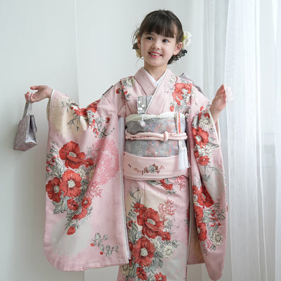 【レンタル】七五三 7歳 女の子 JILLSTUART ジルスチュアート 着物 日本製 作り帯 子供 kids 四つ身 お祝い着 往復送料無料 （1409600700）