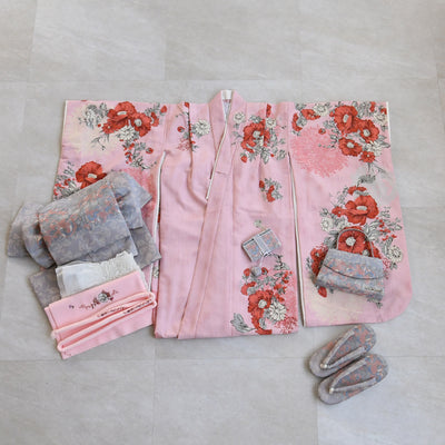 【レンタル】七五三 7歳 女の子 JILLSTUART ジルスチュアート 着物 日本製 作り帯 子供 kids 四つ身 お祝い着 往復送料無料 （1409600700）