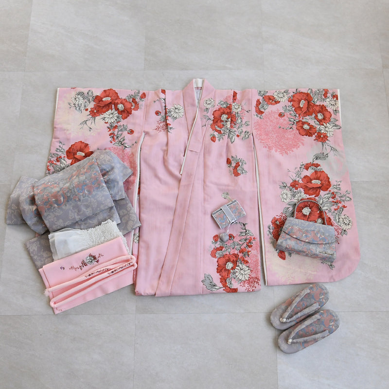 【レンタル】七五三 7歳 女の子 JILLSTUART ジルスチュアート 着物 日本製 作り帯 子供 kids 四つ身 お祝い着 往復送料無料 （1409600700）
