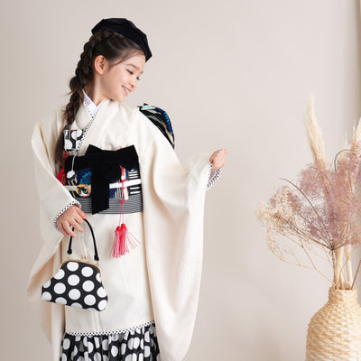 【レンタル】七五三 7歳 女の子 JAPAN STYLE ジャパンスタイル 着物 日本製 作り帯 子供 kids 四つ身 お祝い着 往復送料無料 （1409600800）