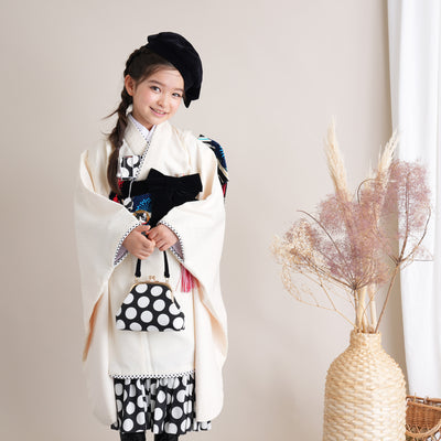 【レンタル】七五三 7歳 女の子 JAPAN STYLE ジャパンスタイル 着物 日本製 作り帯 子供 kids 四つ身 お祝い着 往復送料無料 （1409600800）